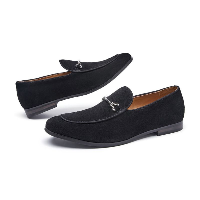 Ανδρικά Loafers Moccasin Nubuck Δερμάτινο Στρογγυλό Δάχτυλο - μαύρος