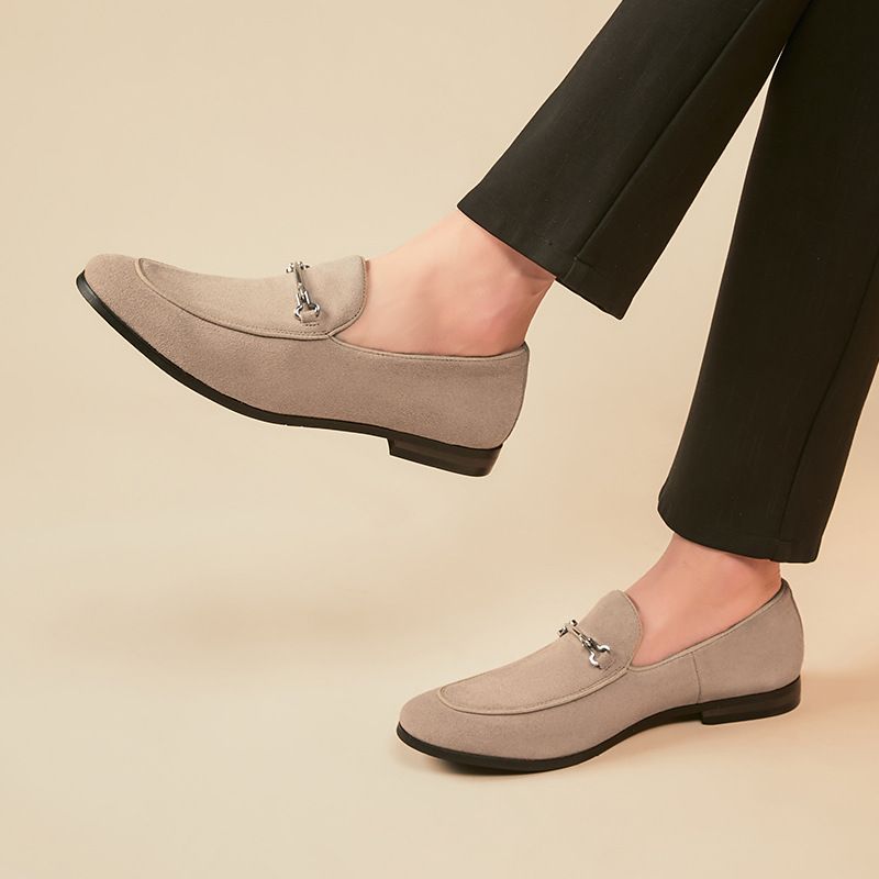 Ανδρικά Loafers Moccasin Nubuck Δερμάτινο Στρογγυλό Δάχτυλο - Χακί