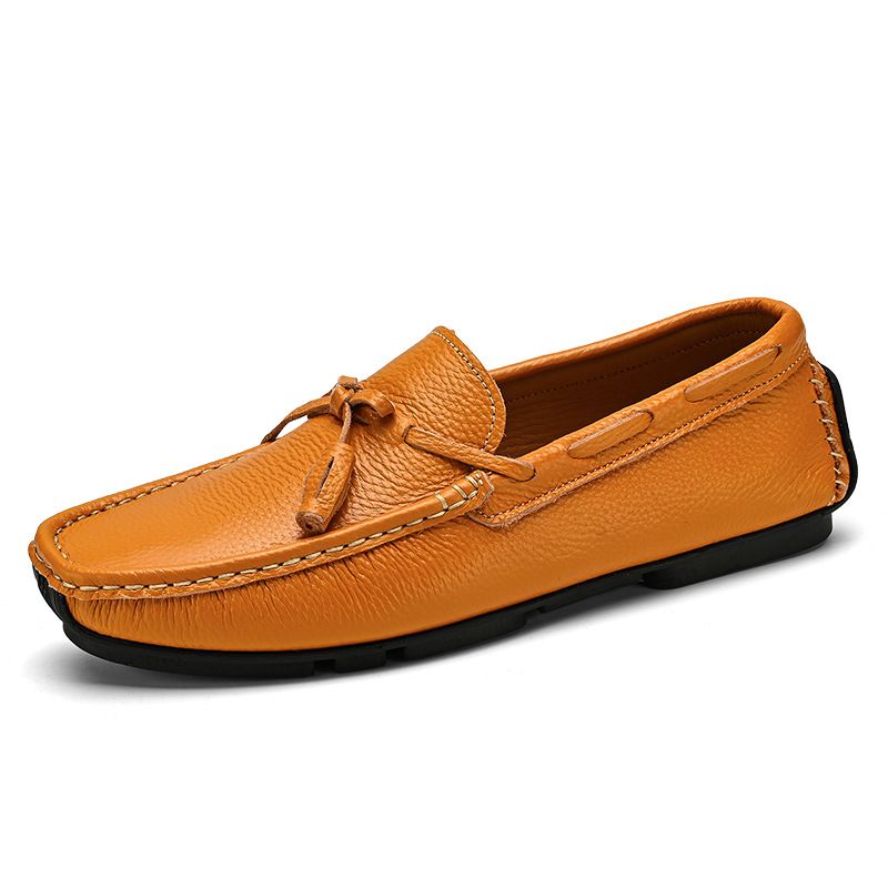 Ανδρικά Loafers Μοκασίν Φούντα Δέρμα Αγελάδας