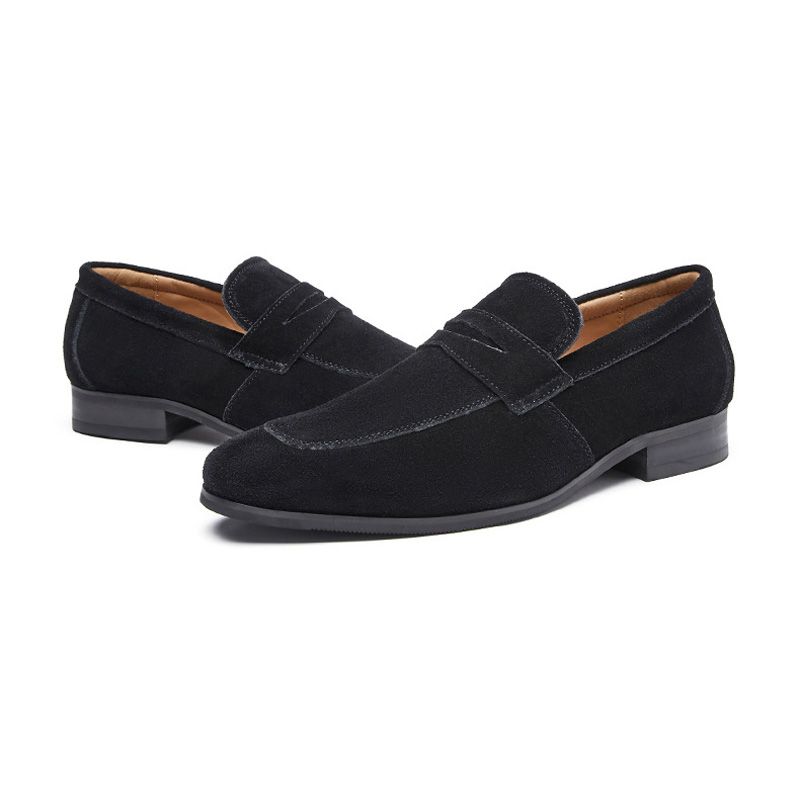 Ανδρικά Loafers Μοκασίνι Nubuck Αγελαδινό Δερμάτινο Πέταλο Γόβα - μαύρος