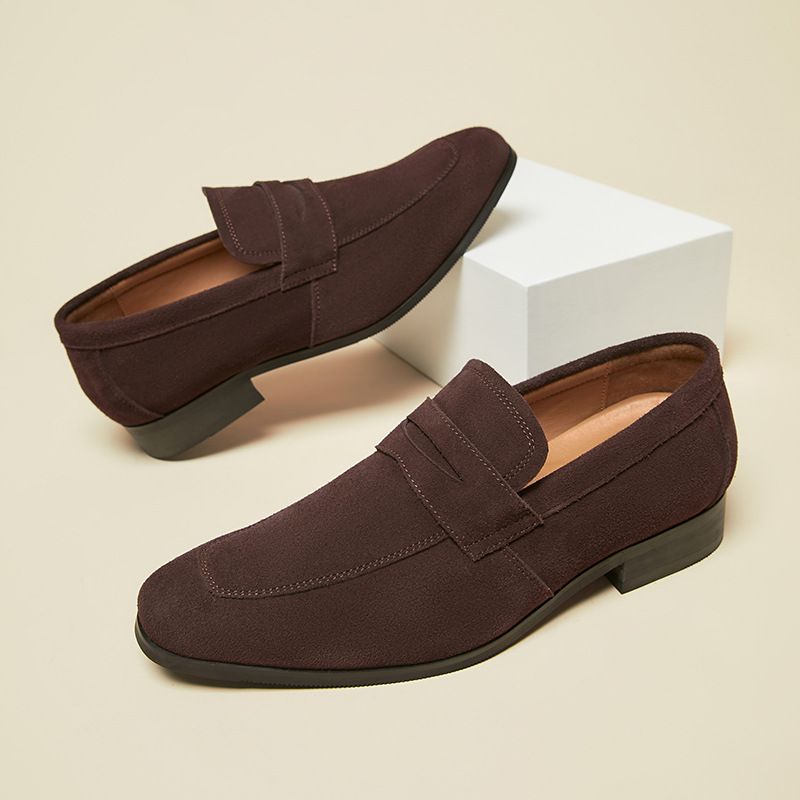 Ανδρικά Loafers Μοκασίνι Nubuck Αγελαδινό Δερμάτινο Πέταλο Γόβα - καστανός