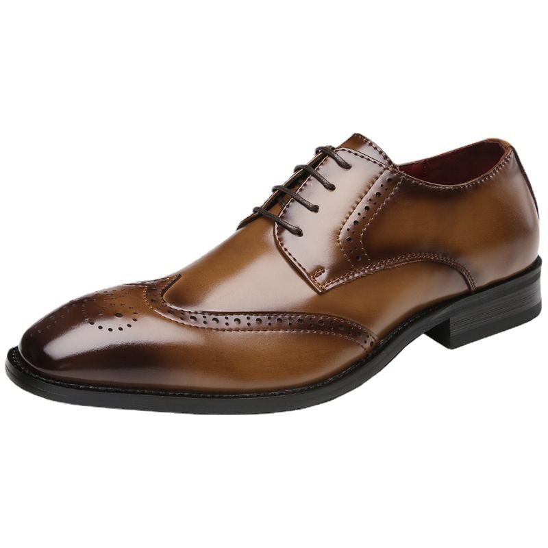 Ανδρικά Επίσημα Παπούτσια Brogue Lace Up Μυτερό Δέρμα Αγελάδας