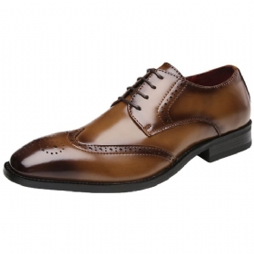 Ανδρικά Επίσημα Παπούτσια Brogue Lace Up Μυτερό Δέρμα Αγελάδας