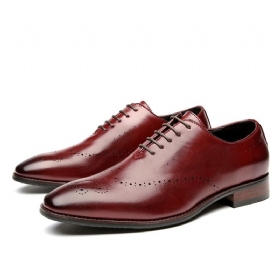 Ανδρικά Επίσημα Παπούτσια Oxford Brogue Ξύλινο Τακούνι Με Σκαλιστό Σμιλεμένο Δάχτυλο