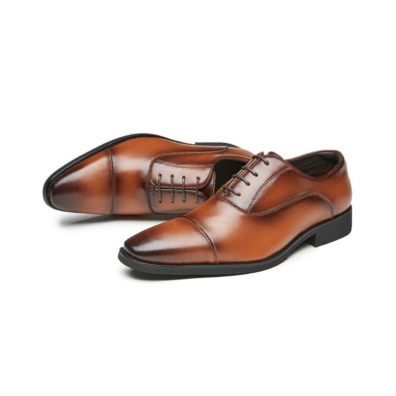 Ανδρικά Επίσημα Παπούτσια Oxford Lace Up Point Toe - καστανός