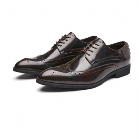 Ανδρικά Παπούτσια Derby Brogue Lace Up Δέρμα Αγελάδας Με Μυτερή Μαλακή Σόλα