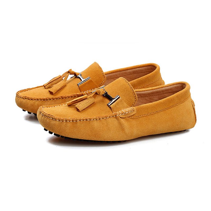 Ανδρικά Παπούτσια Οδήγησης Moccasin Loafer Δερμάτινο Καστόρι Με Φούντα - κίτρινος