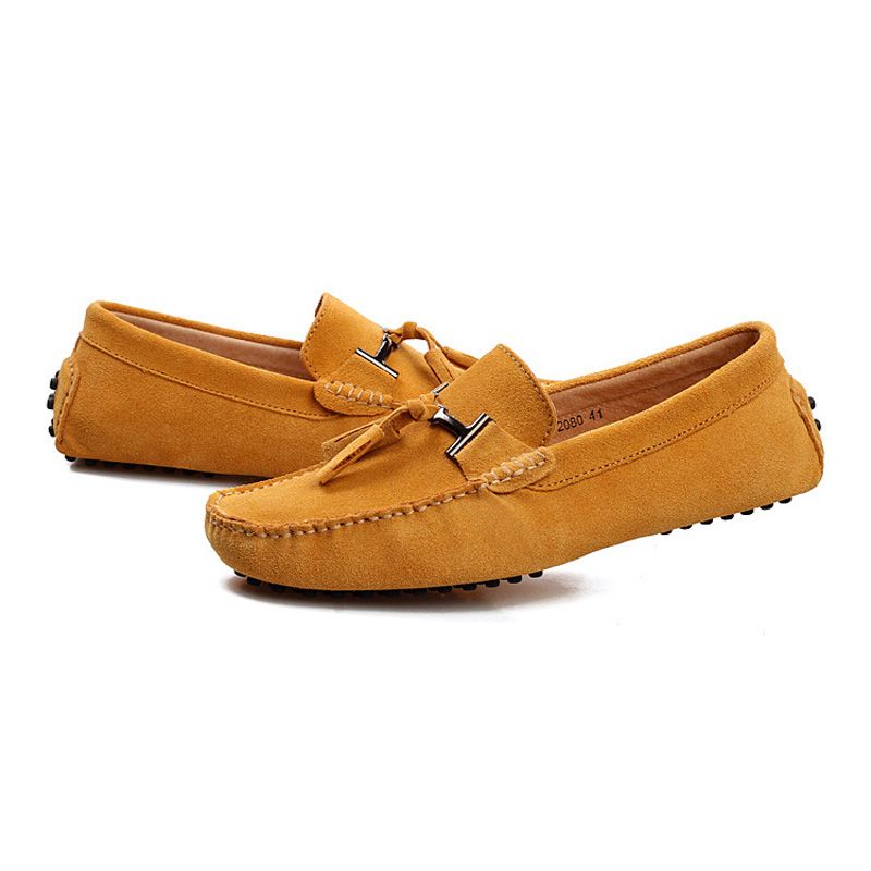 Ανδρικά Παπούτσια Οδήγησης Moccasin Loafer Δερμάτινο Καστόρι Με Φούντα - κίτρινος