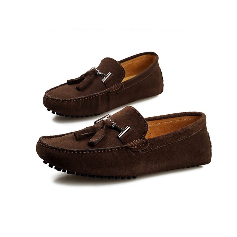 Ανδρικά Παπούτσια Οδήγησης Moccasin Loafer Δερμάτινο Καστόρι Με Φούντα - πράσινος