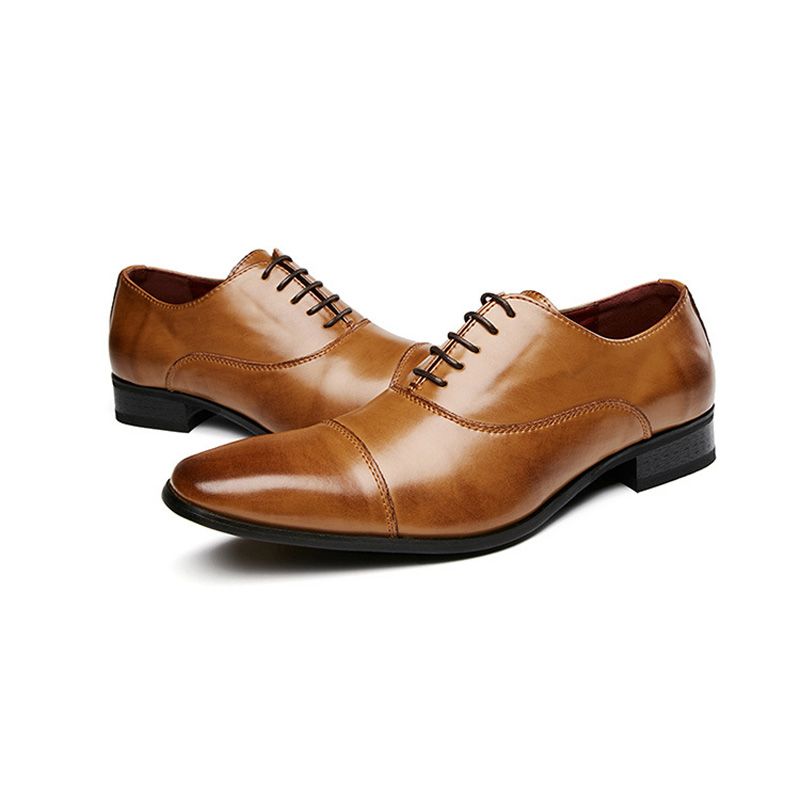 Ανδρικά Παπούτσια Φόρεμα Business Modern Lace Up Δερμάτινο Oxford Square Toe - καστανός