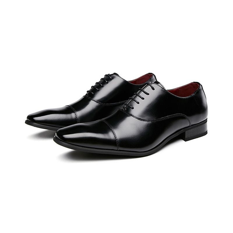 Ανδρικά Παπούτσια Φόρεμα Business Modern Lace Up Δερμάτινο Oxford Square Toe - μαύρος