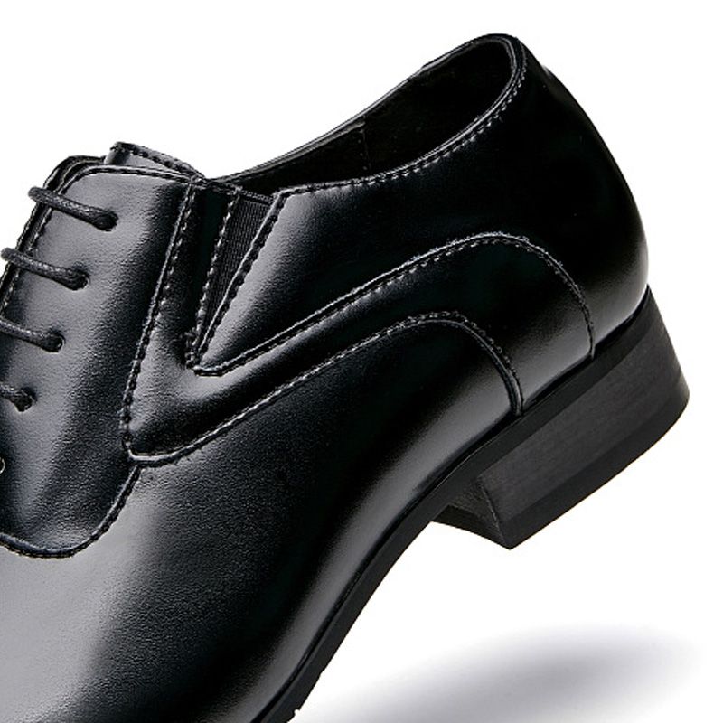 Ανδρικά Παπούτσια Φόρεμα Oxford 5-eyelet Cow Leather Square Toe - μαύρος