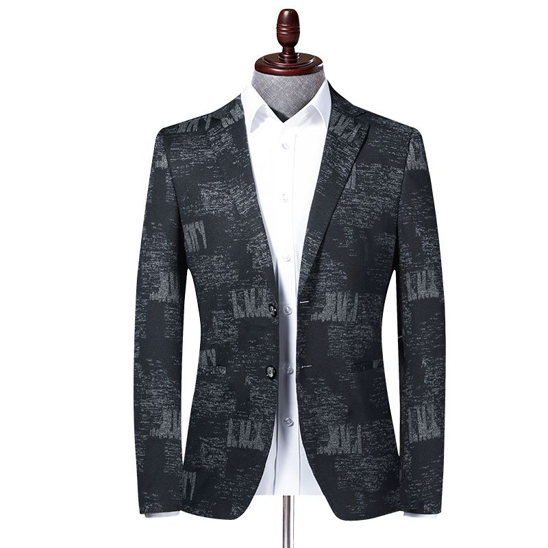 Ανδρικό Blazer Sport Coat Color Block Slim Casual Με Δύο Κουμπιά - μαύρος