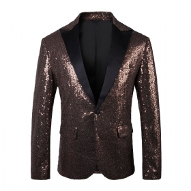 Ανδρικό Blazer Sport Coat Sequin Metal Decoration Color Block One Buttons Μεγάλο Μέγεθος