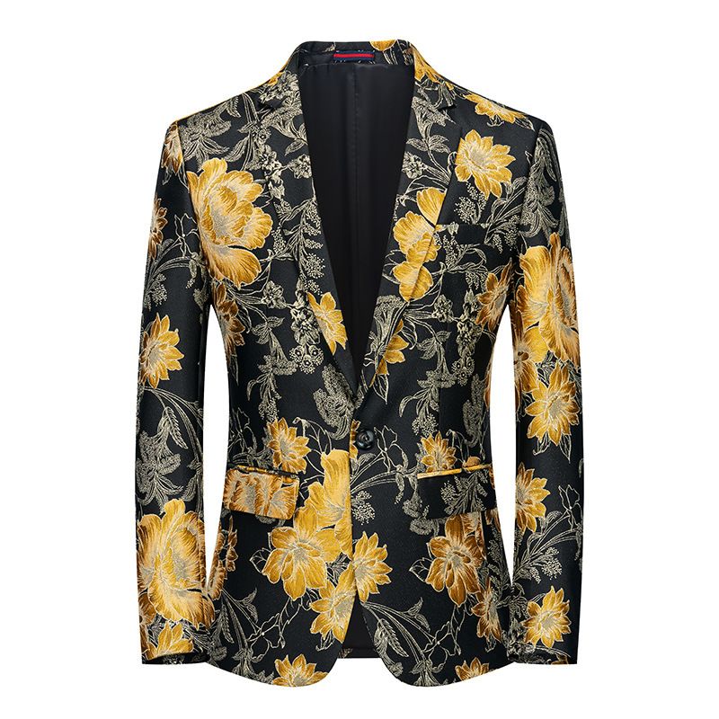 Ανδρικό Blazer Sport Coat Βοτανικό Σχέδιο Floral Pattern One Buttons Μεγάλο Μέγεθος