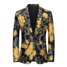 Ανδρικό Blazer Sport Coat Βοτανικό Σχέδιο Floral Pattern One Buttons Μεγάλο Μέγεθος