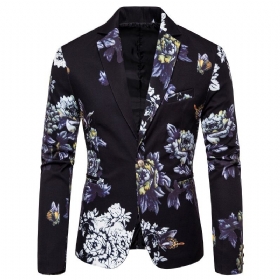 Ανδρικό Blazer Sport Παλτό Πέτο Φυτό Floral Pattern One Buttons Slim