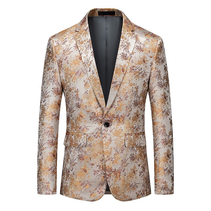 Ανδρικό Αθλητικό Παλτό Blazer One Buttons Business Modern Floral Pattern Μεγάλο Μέγεθος