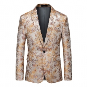 Ανδρικό Αθλητικό Παλτό Blazer One Buttons Business Modern Floral Pattern Μεγάλο Μέγεθος