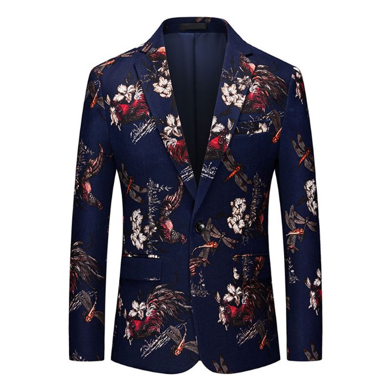 Ανδρικό Παλτό Blazer Sport Slim Floral Pattern Botanical One Buttons