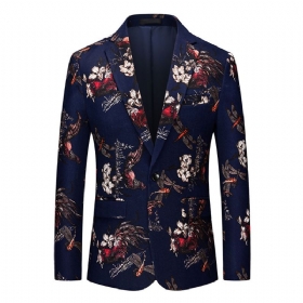 Ανδρικό Παλτό Blazer Sport Slim Floral Pattern Botanical One Buttons