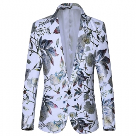 Ανδρικό Παλτό Blazer Sport Slim Plant Flower Pattern One Button